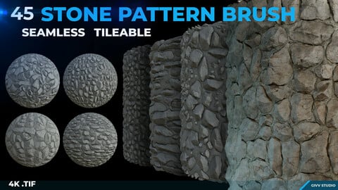 45 Stone Pattern Brush (4k Seamless Tileable .tif)