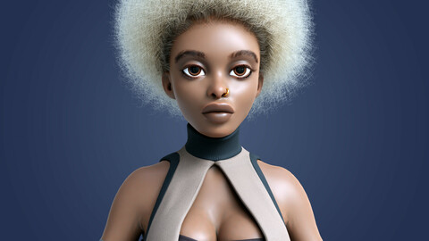 stylized female 3d character for rigging and animation