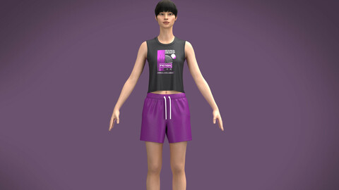 Metaverse-Ladies Tank Tops with Short