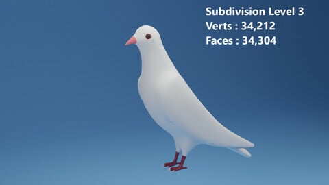 Cartoon Cute Pigeon Dove 3d model
