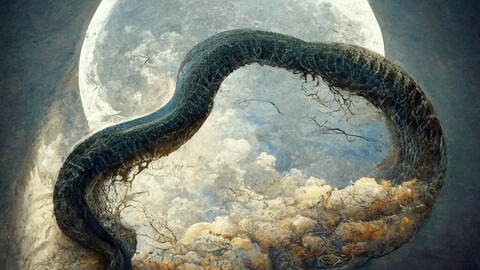 Giant serpent wrapped around the Moon