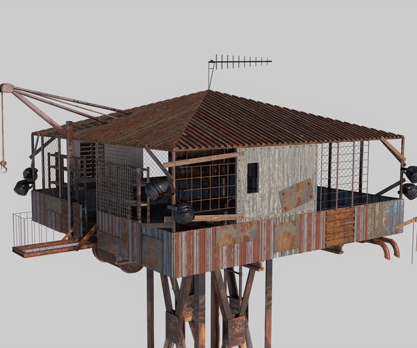 ArtStation - Post-apocalypse Guard Tower 3D Model | Game Assets