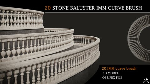 20 STONE BALUSTER IMM CURVE BRUSH AND 3D MODEL