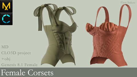 Female Corsets. Marvelous Designer / Clo 3D project +obj