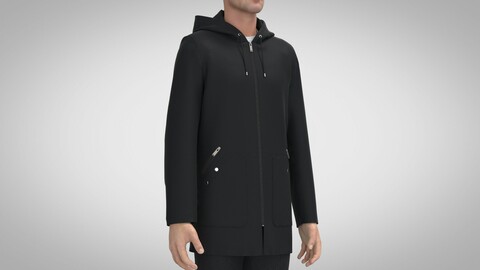 Hooded Zip-up Jacket 3, Marvelous Designer, Clo +fbx,obj