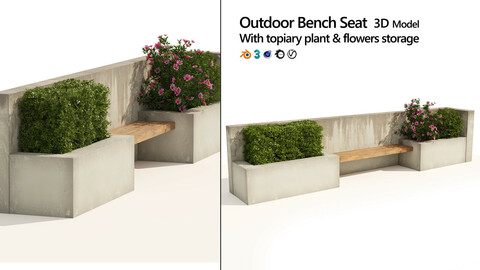 Outdoor bench seat with plant and flowers storage