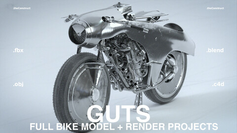 Diesel Punk "GUTS" - Full Bike design model + Render projects/quads/cad/blender