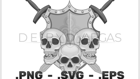 Shield Vector Design With Skulls And Swords