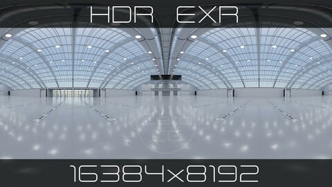 HDRI - Exhibition Hall Interior 3 - Front / Center / Back - 16384x8192