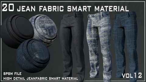 20 Jean Fabric Smart Material - VOL12 (spsm File + 2 FREE Sample)