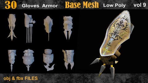 30  Gloves Armor  Base Mesh vol 9