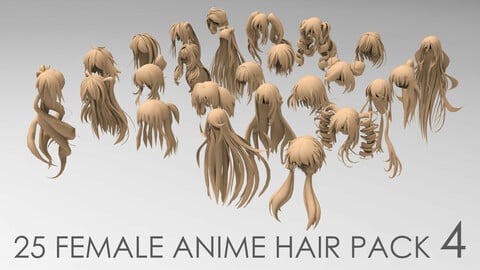 25 female anime hair pack 4