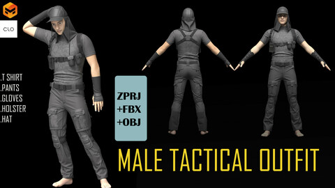 Male tactical outfit#1. Marvelous Designer, Clo 3D project