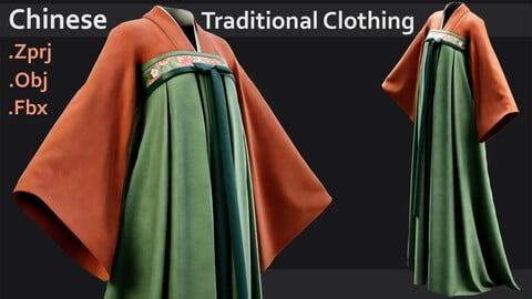 Chinese traditional clothing - Marvelous Designer + OBJ + FBX
