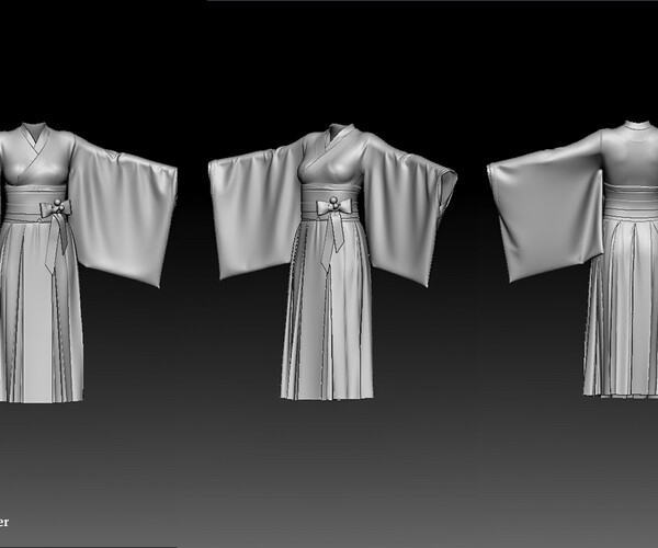 ArtStation - Female kimono / Marvelous Designer/Clo3D project file ...