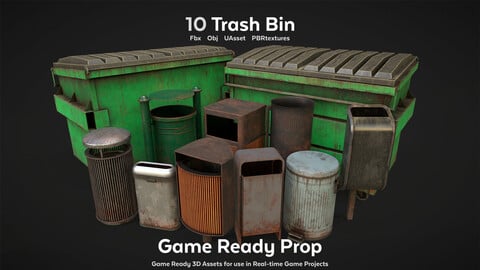 Trash Bin Game Ready Prop