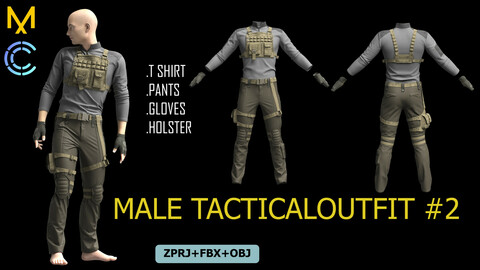 Male tactical outfit #2. Marvelous Designer, Clo 3D project