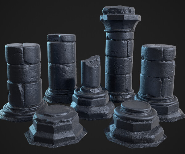 ArtStation Stone Pillar Scans Game Ready Game Assets