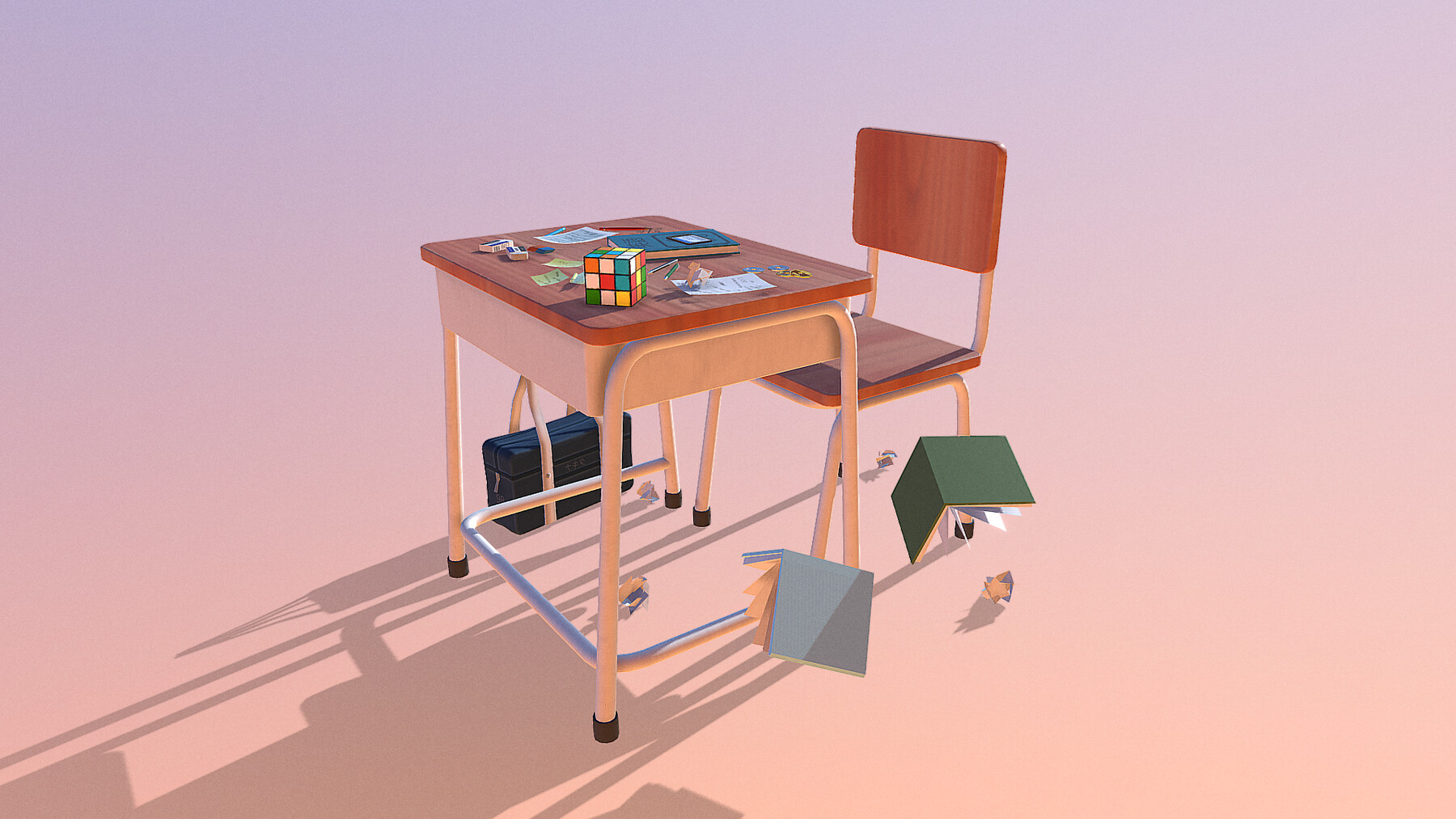 Artstation Anime Classroom Game Assets 