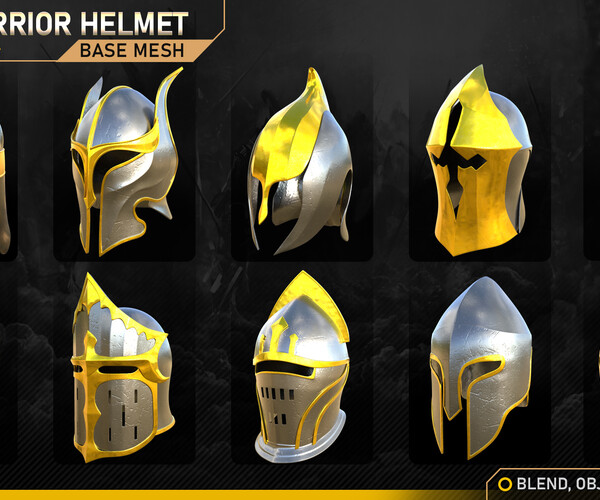 ArtStation 50 Warrior Helmet Base mesh Vol 1 Game Assets