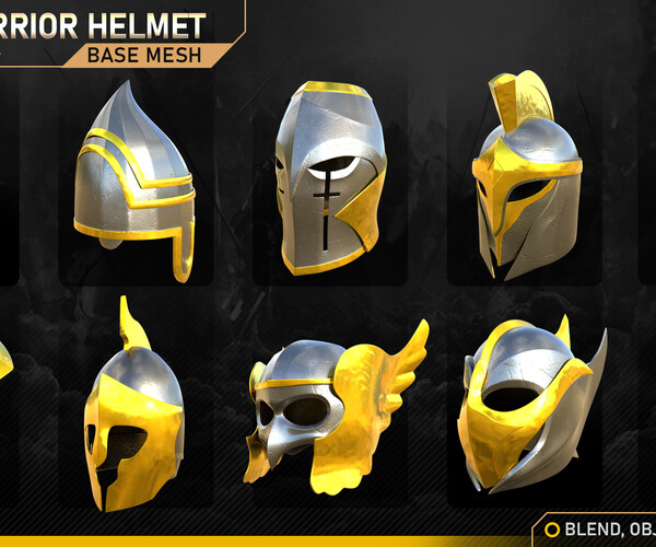 ArtStation 50 Warrior Helmet Base mesh Vol 1 Game Assets