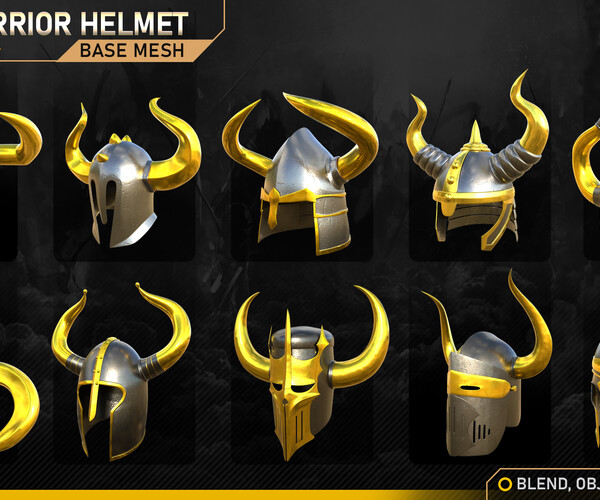 ArtStation 50 Warrior Helmet Base mesh Vol 1 Game Assets