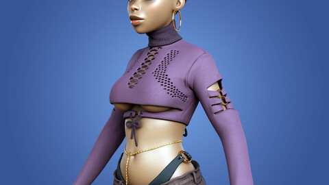 High quality stylized 3D female character (commercial license)