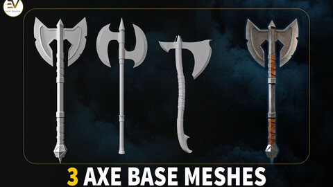 3 Axe Base Meshes