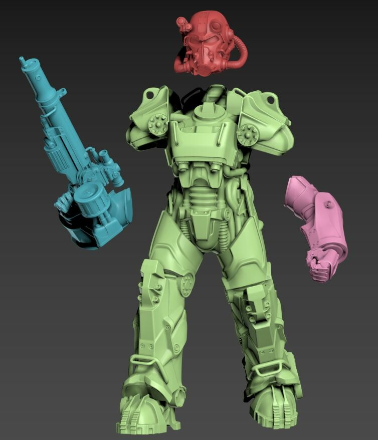 ArtStation T60 Power Armor 3D Printable 75mm And 100mm Resources   File 