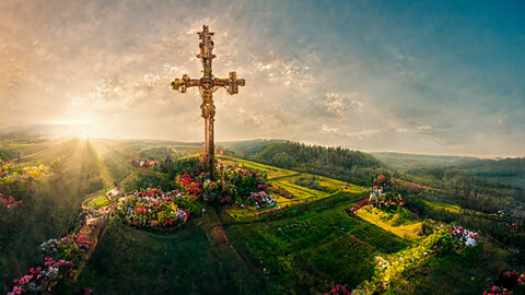 Cross in garden