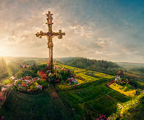 ArtStation Cross in garden Artworks