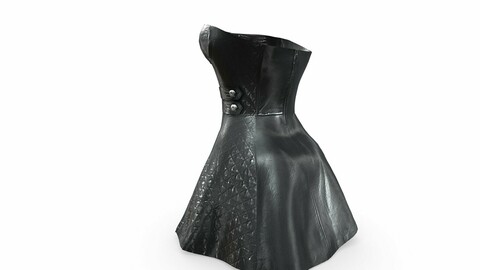 Female Strapless Leather Bustier Mini Dress