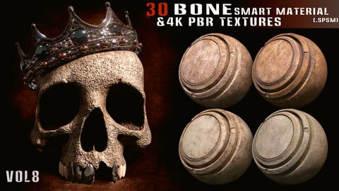 30 Bone smart material + 4k PBR textures - Vol 8
