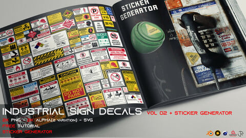 Industrial Sign Decal vol 02 + Sticker & Decal generator