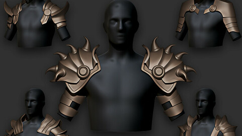 30 Highpoly and Lowpoly Shoulder Armor Base Mesh