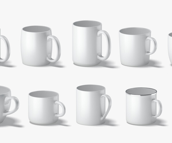 ArtStation 10 Ceramic Mugs Shapes white mugs various forms and