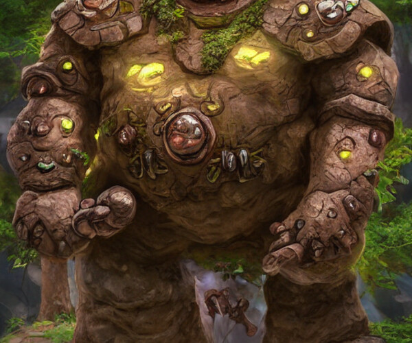 Artstation - Clay Golem Natural Enchanted Forest 