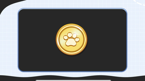 Gold Twitch toe Bean Paw Coin, Twitch Channel Points Icon, Toe Bean Paw, Channel Points, Gold Coin Channel points