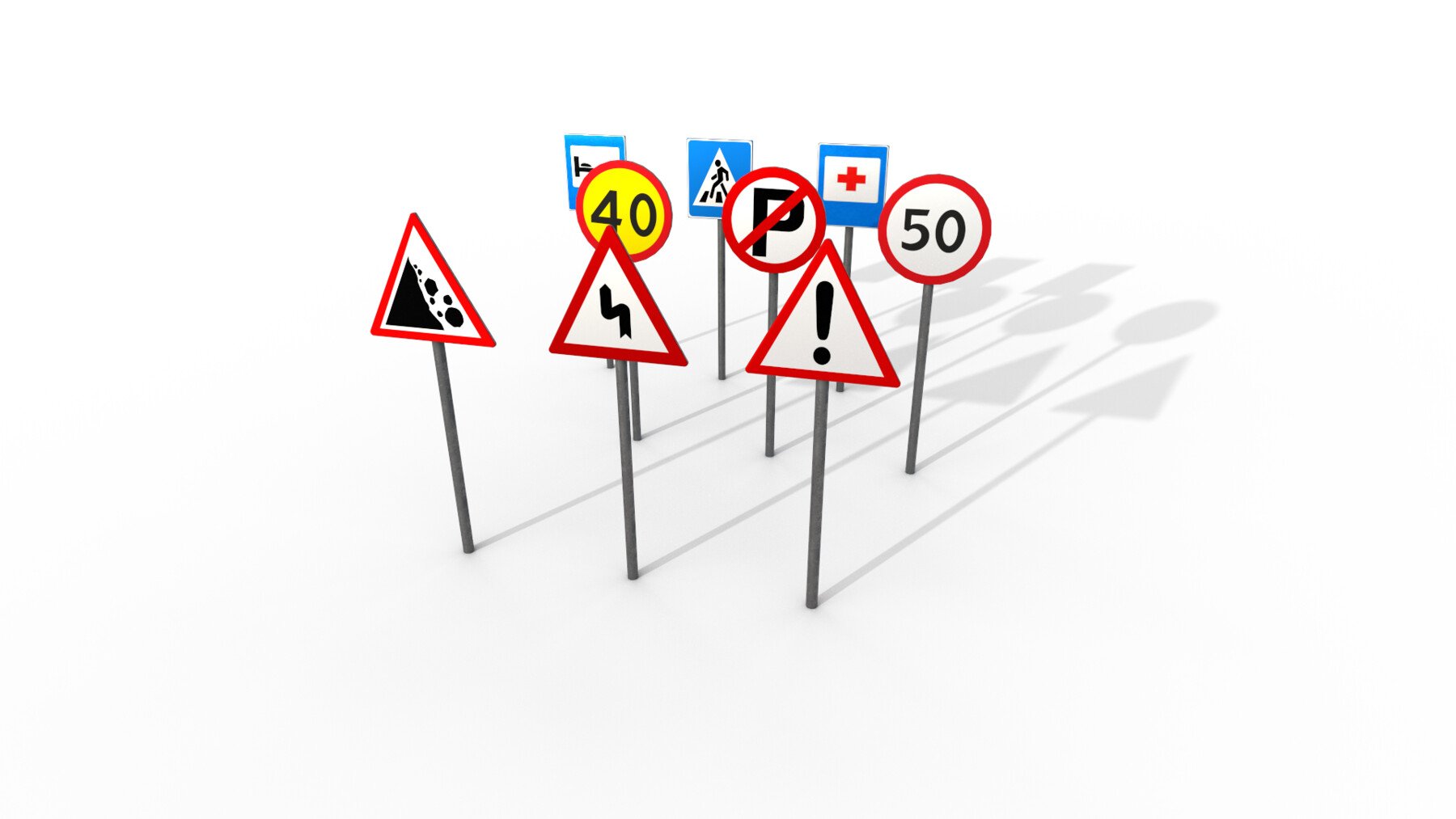 ArtStation - Road signs PBR Road signs PBR low-poly game ready ...