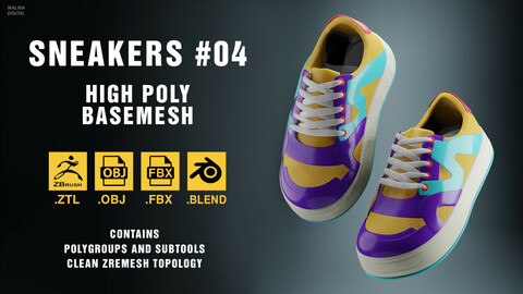 Sneakers 04 basemesh (ZTL + OBJ + FBX + BLEND)