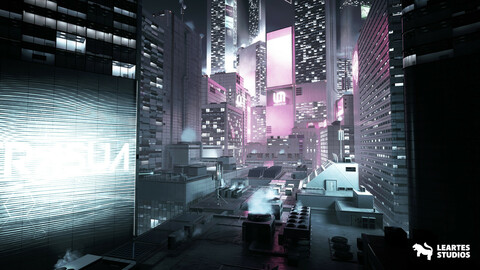 Futuristic Rooftop City Environment