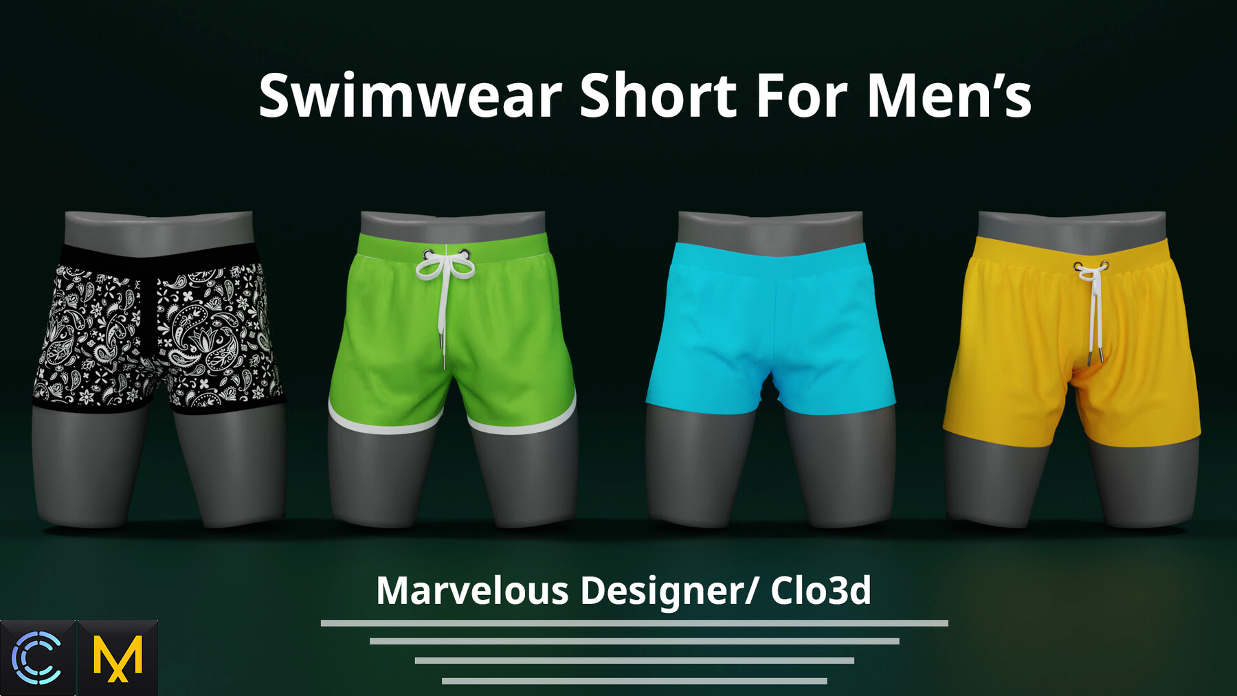 Swimwear Short For Men's | Marvelous Designer | Clo3d