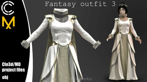 Fantasy outfit 3. Marvelous Designer/Clo3d project + OBJ.