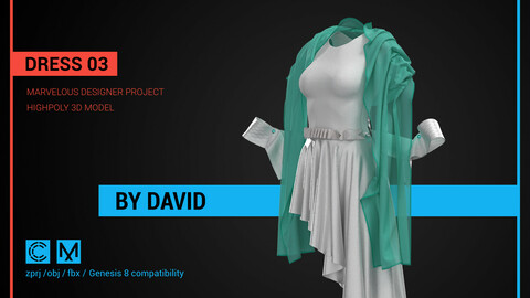 Dress 03 - Marvelous Designer, CLO project.