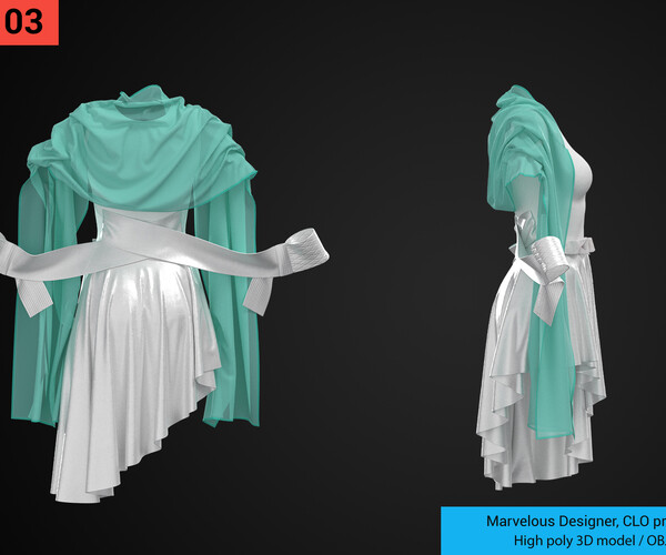 ArtStation - Dress 03 - Marvelous Designer, CLO project. | Resources