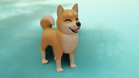 ANIMATED CATOON DOG LOW POLY
