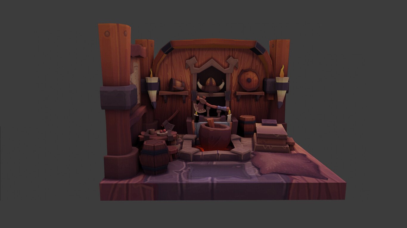 ArtStation - ANIMATED CARTOON VIKING HOUSE LOW POLY | Game Assets