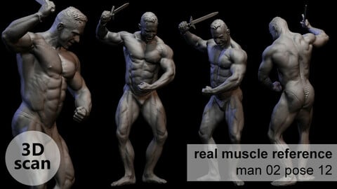 3D scan real muscleanatomy Man02 pose 12