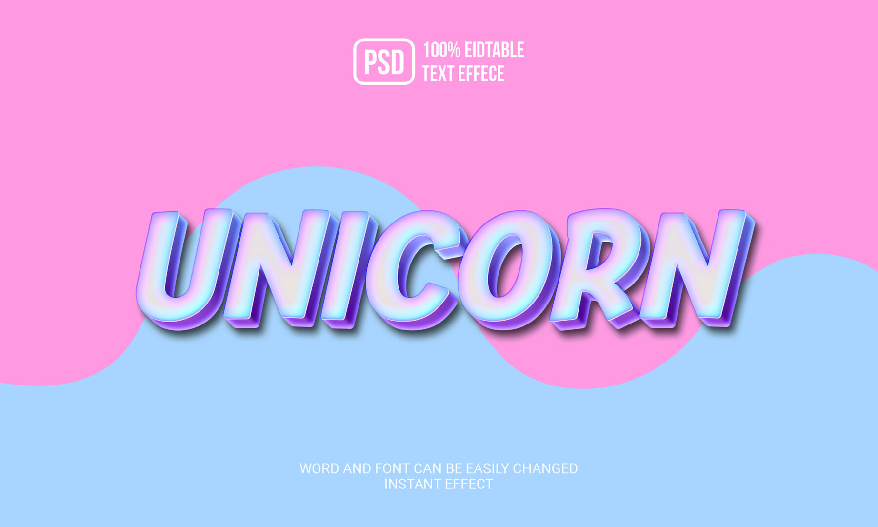ArtStation 3D Unicorn PSD fully editable text effect. Layer style PSD