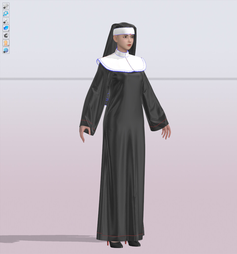 Artstation - Nun Suit Marvelous Designer Project 3d Model Girl Female 